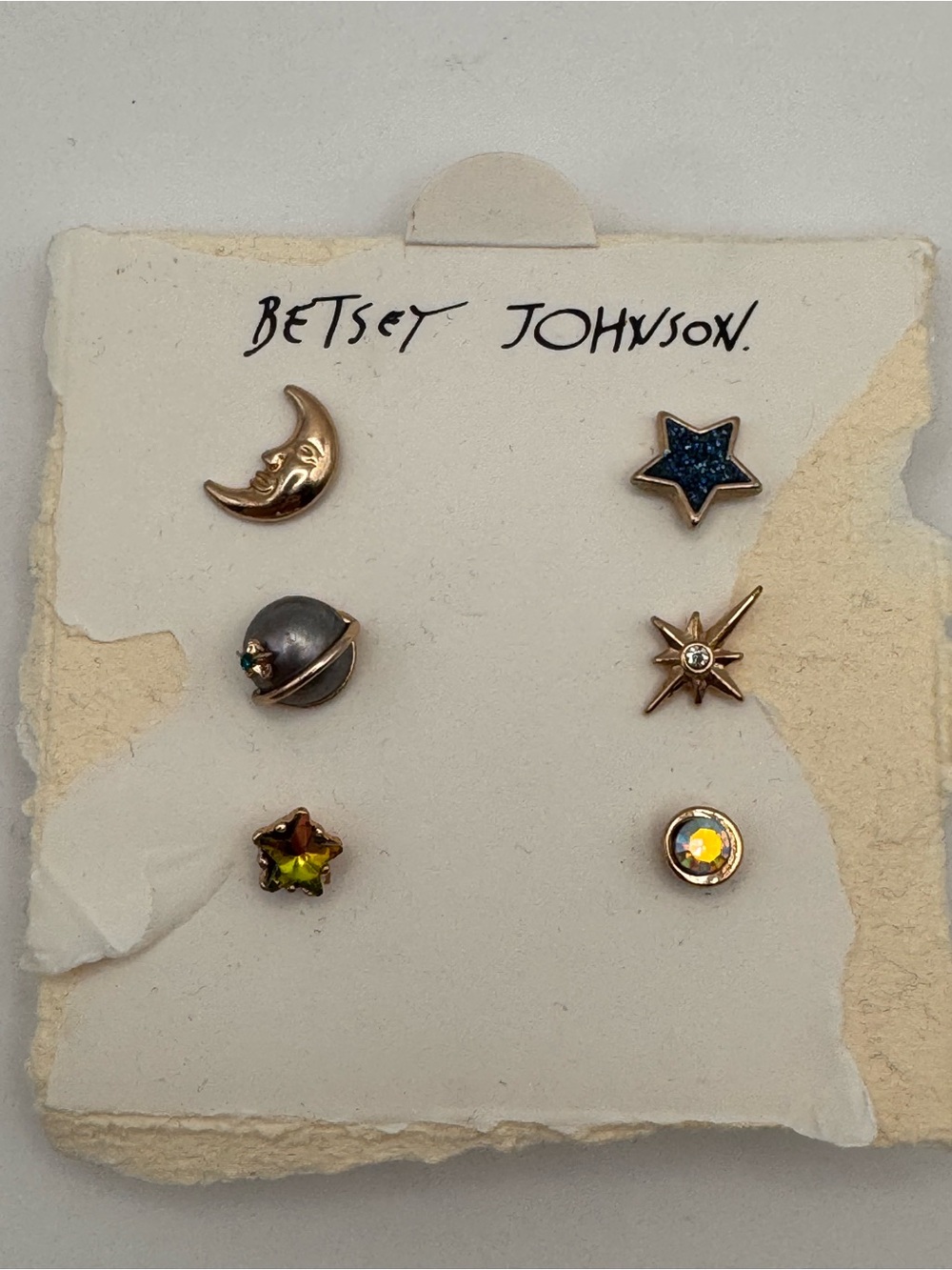 BETSEY JOHNSON™️ Gold-Tone Celestial Stud Mismatched Earring Set